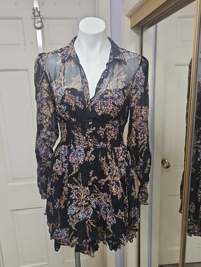 Free people sheer flirty, multiard floral cocktail dress fall already